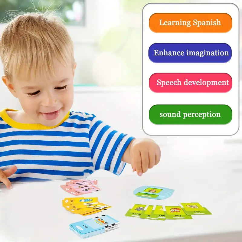 510 French& English &Spanish& German Toddler Bilingual Talking Flash Cards