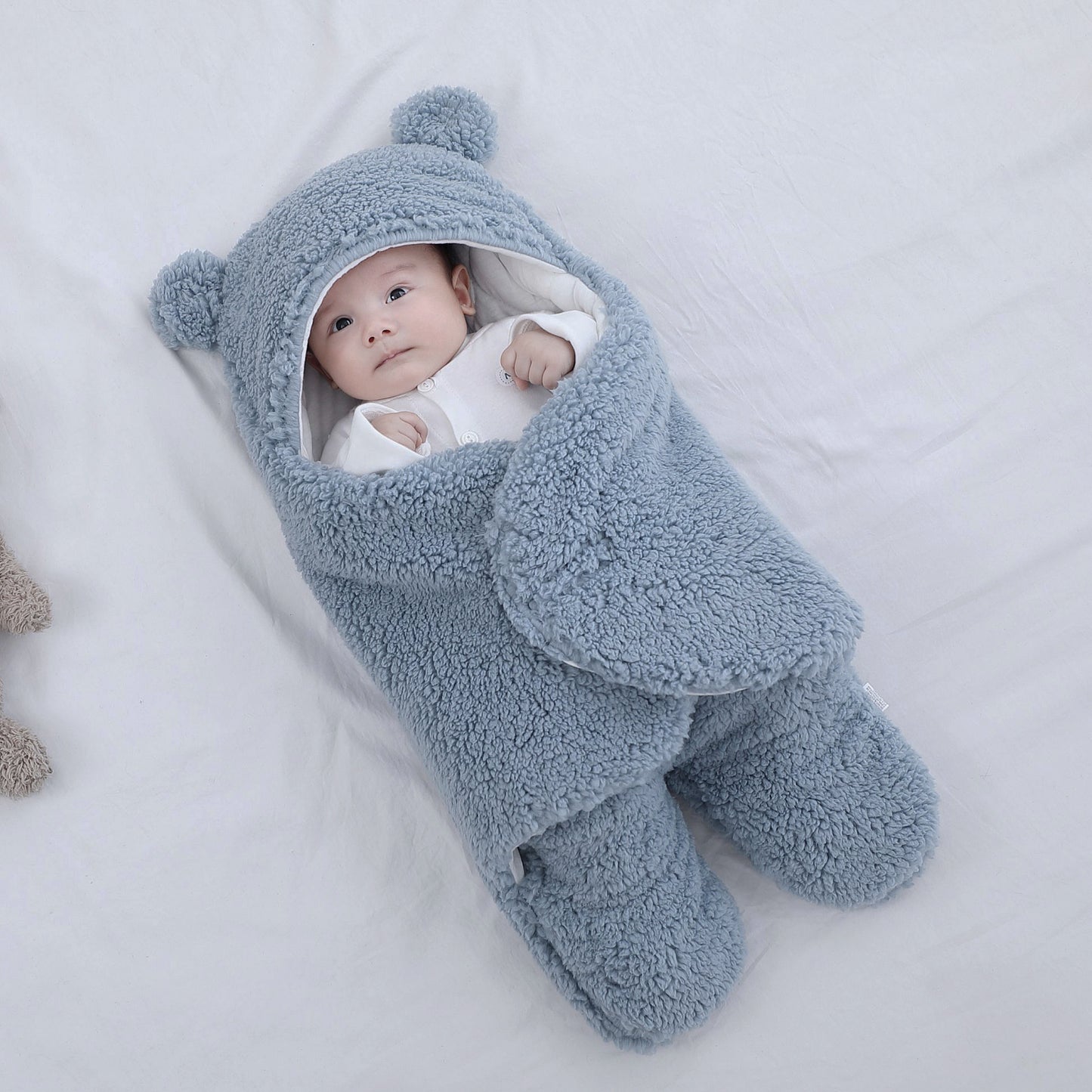 Couverture pour bébé, lange d'emmaillotage, sac de couchage à capuche en coton et peluche, hiver