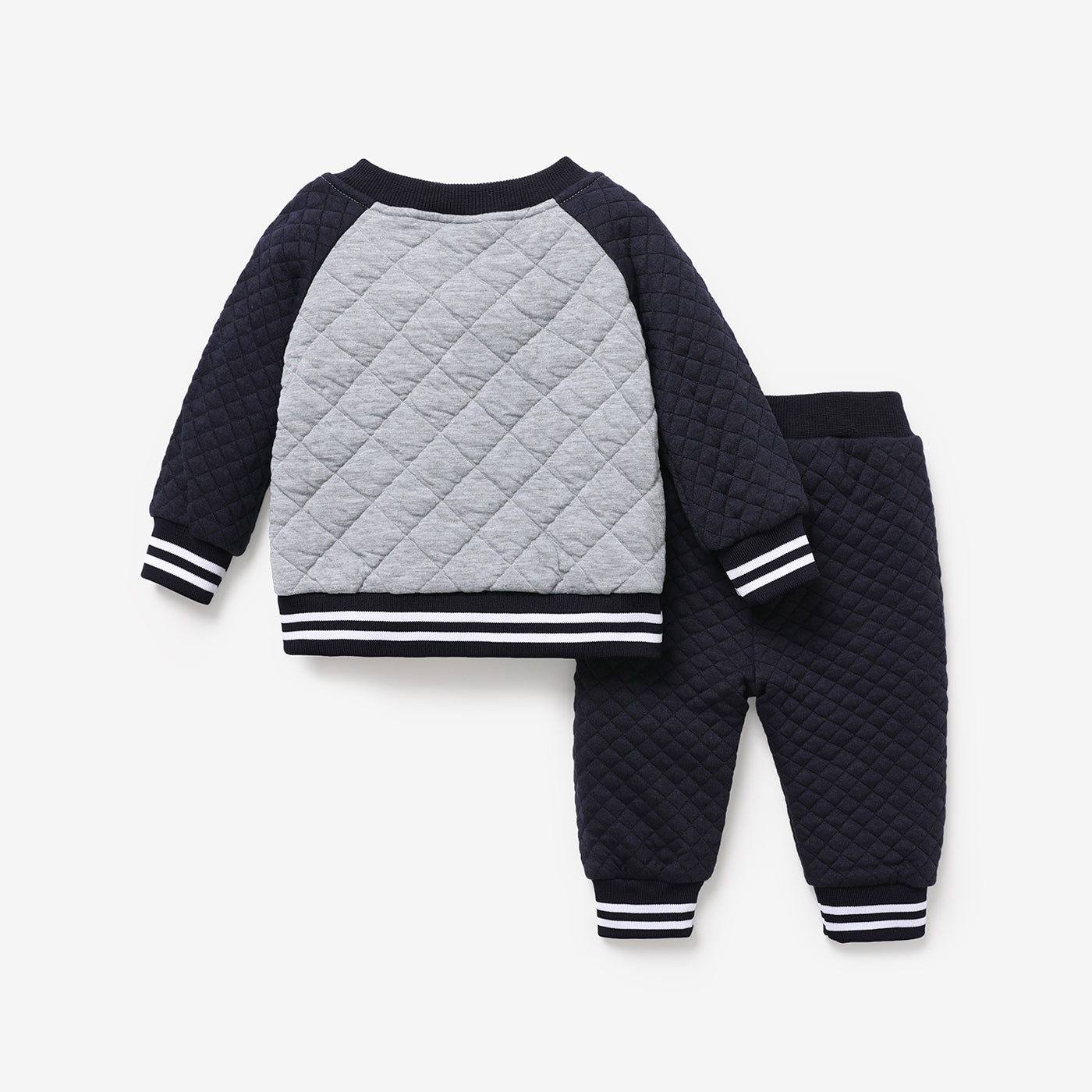 Baby Letter Patch Raglan Sleeve Cotton Jacket and Trousers Set