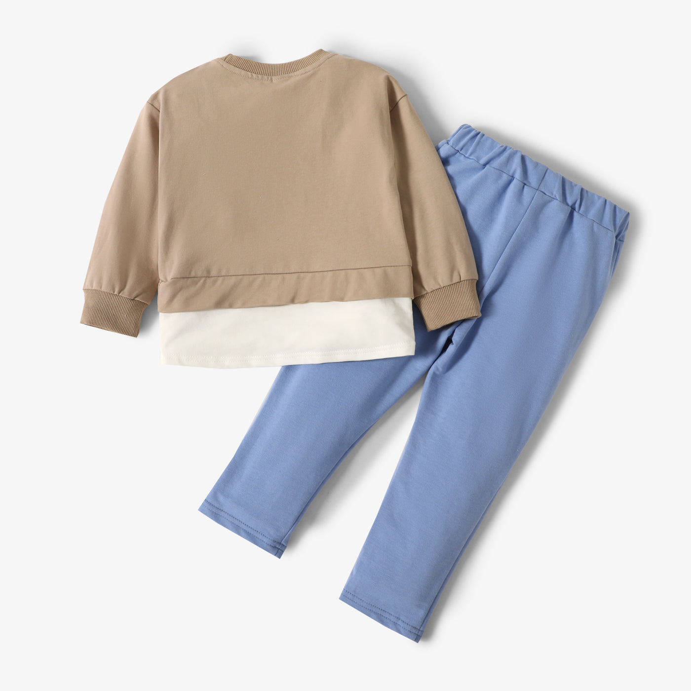 Ensemble 2 pièces pour tout-petit fille/garçon avec pull et pantalon en patchwork imprimé lettres