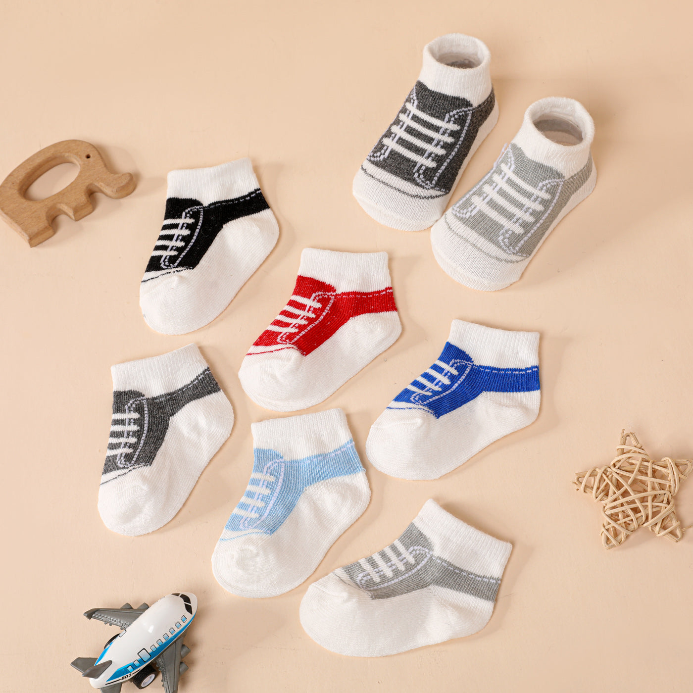 6 paires de chaussettes à motif de chaussures pour bébé